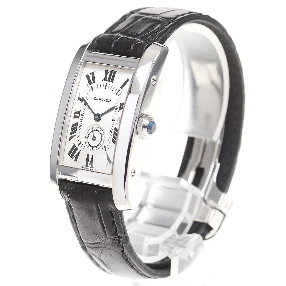 CARTIER Tank American W2600751 K18WG Small Second beige Dial Quartz Boy's Watch_824514