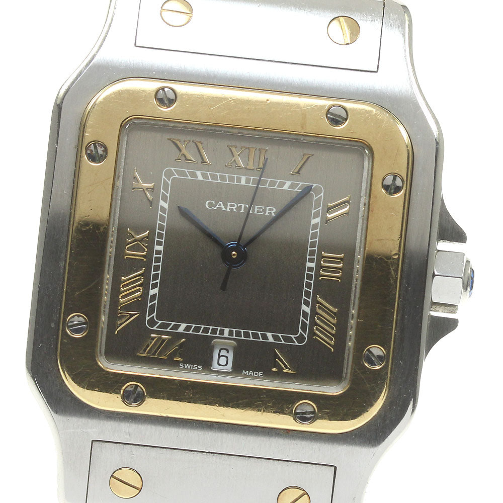 CARTIER Santos Galbe LM W20030C4 YG2 tone date gray Dial Quartz Men's Watch_824599