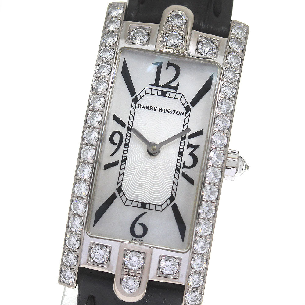 HARRY WINSTON Avenue 330LQW K18WG diamond bezel White shell Dial Quartz Ladies Watch_824722