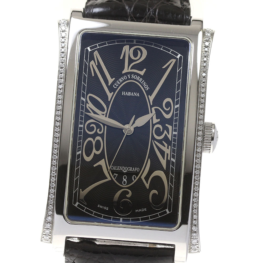 CUERVO Y SOBRINOS Havana Prominente A1012 Diamond Bezel black Dial Automatic Men's Watch_824725
