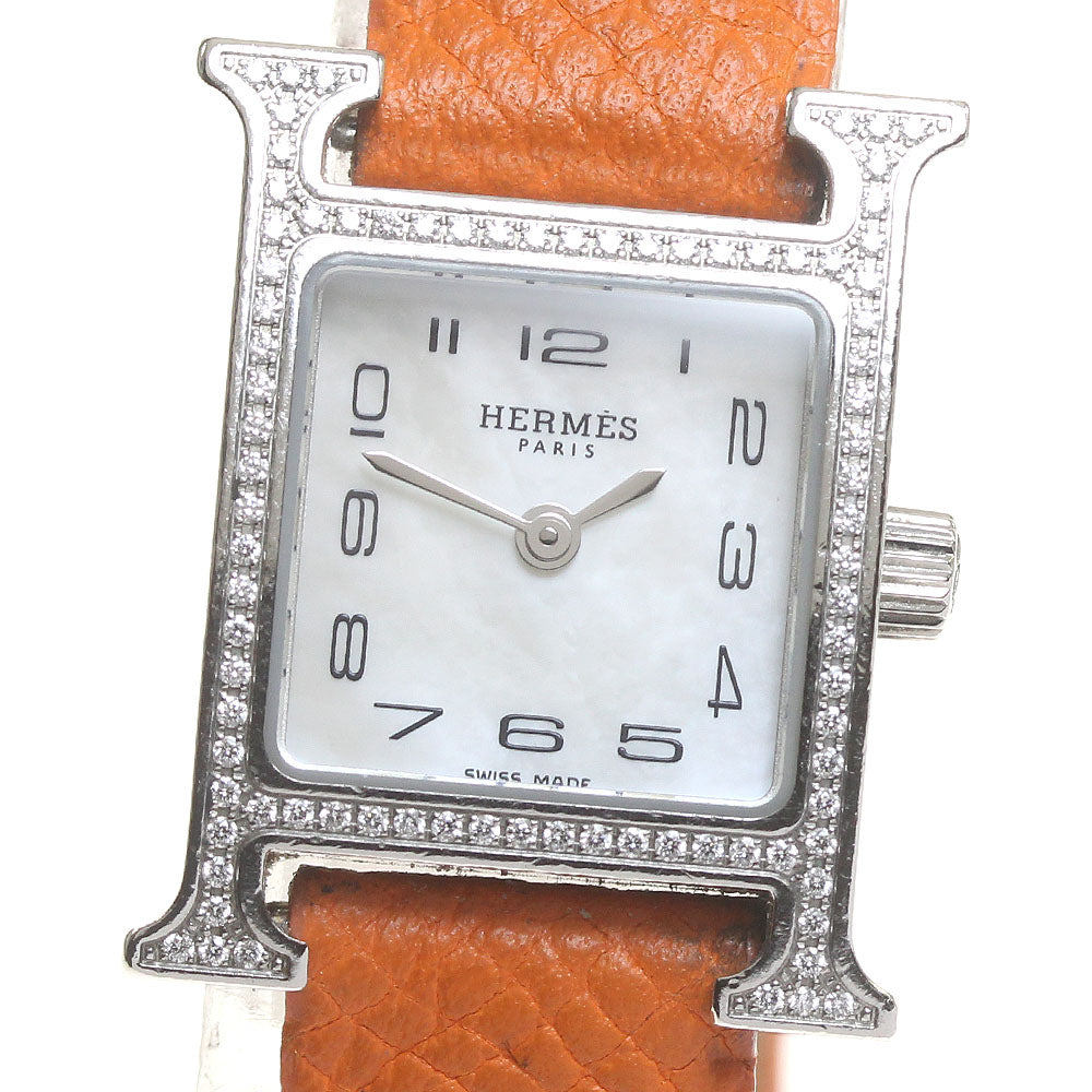 HERMES H watch HH1.131 Diamond Bezel White shell Dial Quartz Ladies Watch_824746
