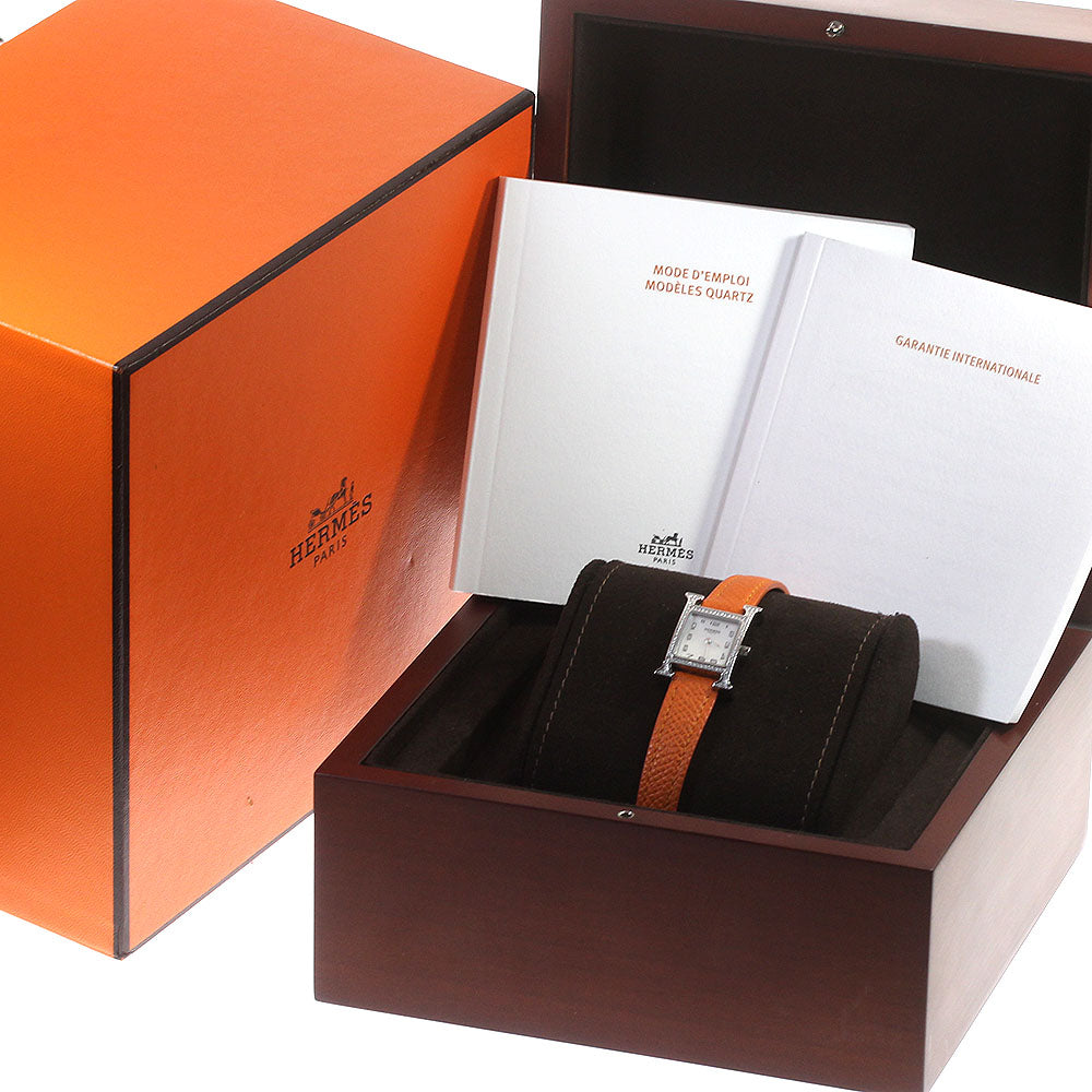 HERMES H watch HH1.131 Diamond Bezel White shell Dial Quartz Ladies Watch_824746