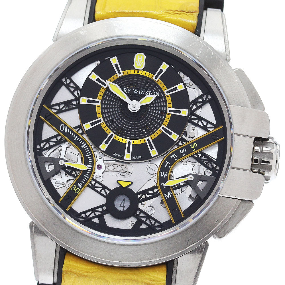HARRY WINSTON Ocean Zalium Variation Yellow OCEABI42ZZ002 Limited to 100 pieces worldwide Retrograde Date Silver / Black Dial Automatic Men's Watch_825297