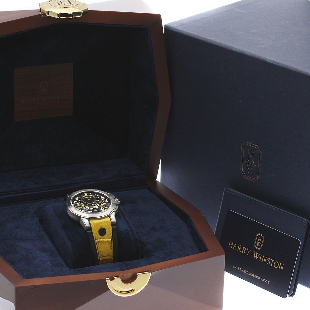 HARRY WINSTON Ocean Zalium Variation Yellow OCEABI42ZZ002 Limited to 100 pieces worldwide Retrograde Date Silver / Black Dial Automatic Men's Watch_825297