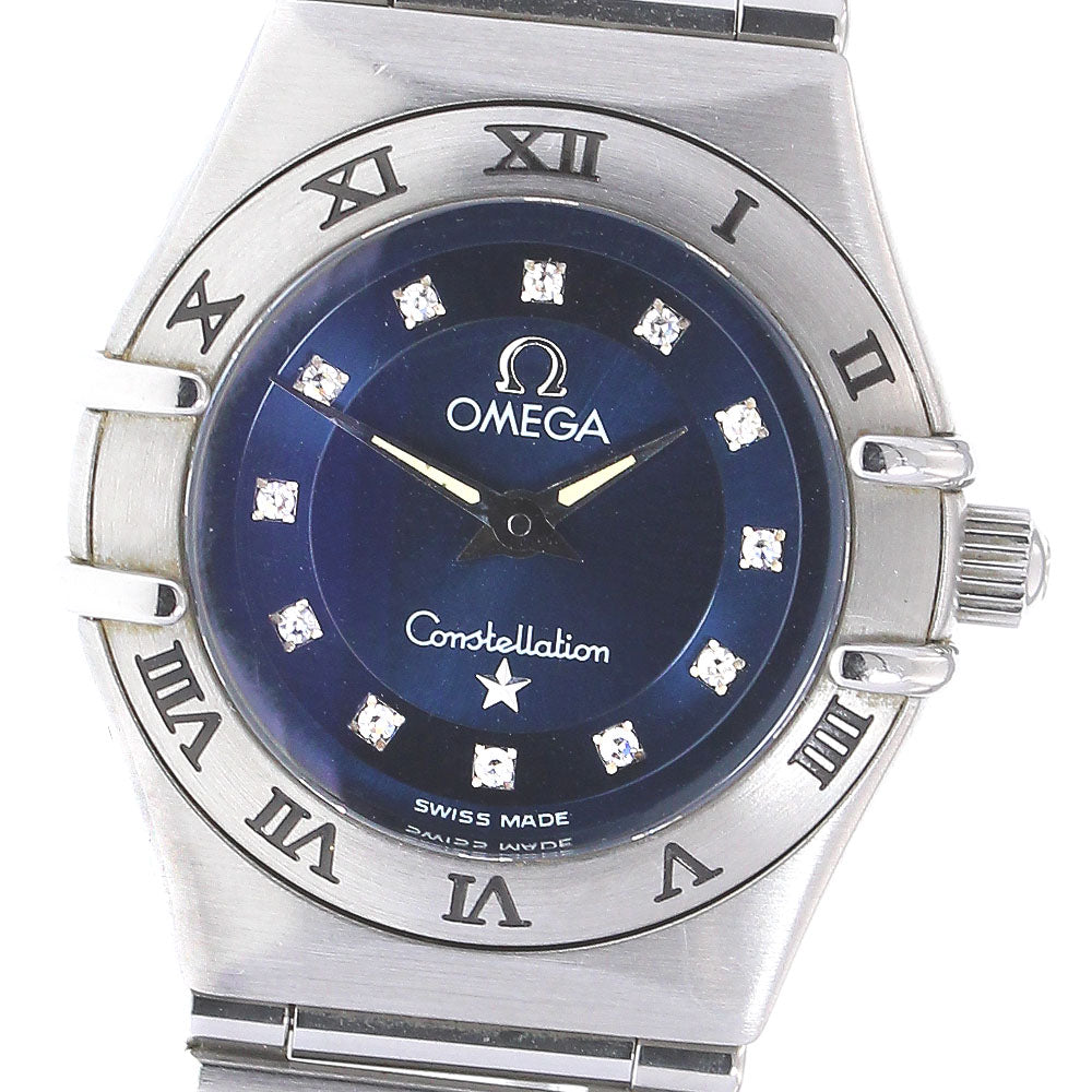 OMEGA Constellation 1563.85 12P diamond Navy Dial Quartz Ladies Watch_825554