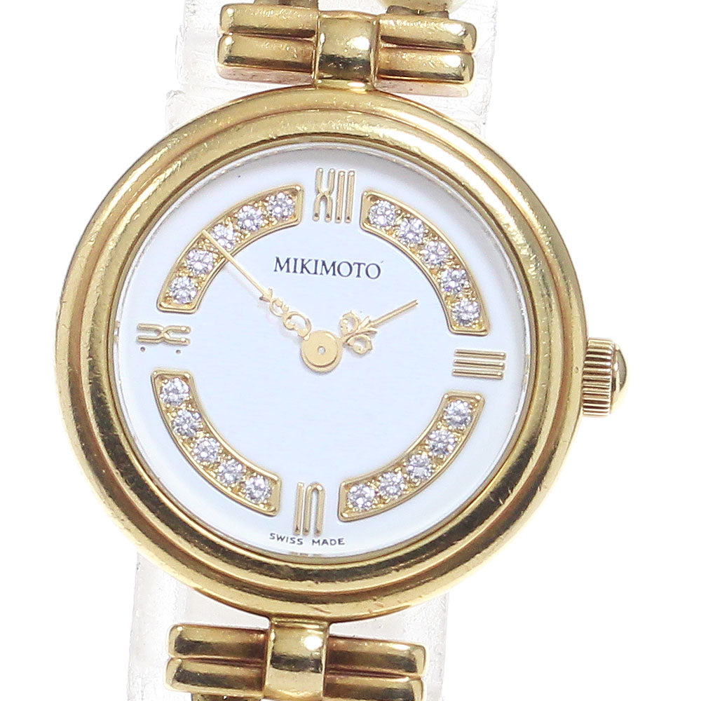 MIKIMOTO Double pearl watch 4N20-0941 K18YG index diamond white Dial Quartz Ladies Watch_825591