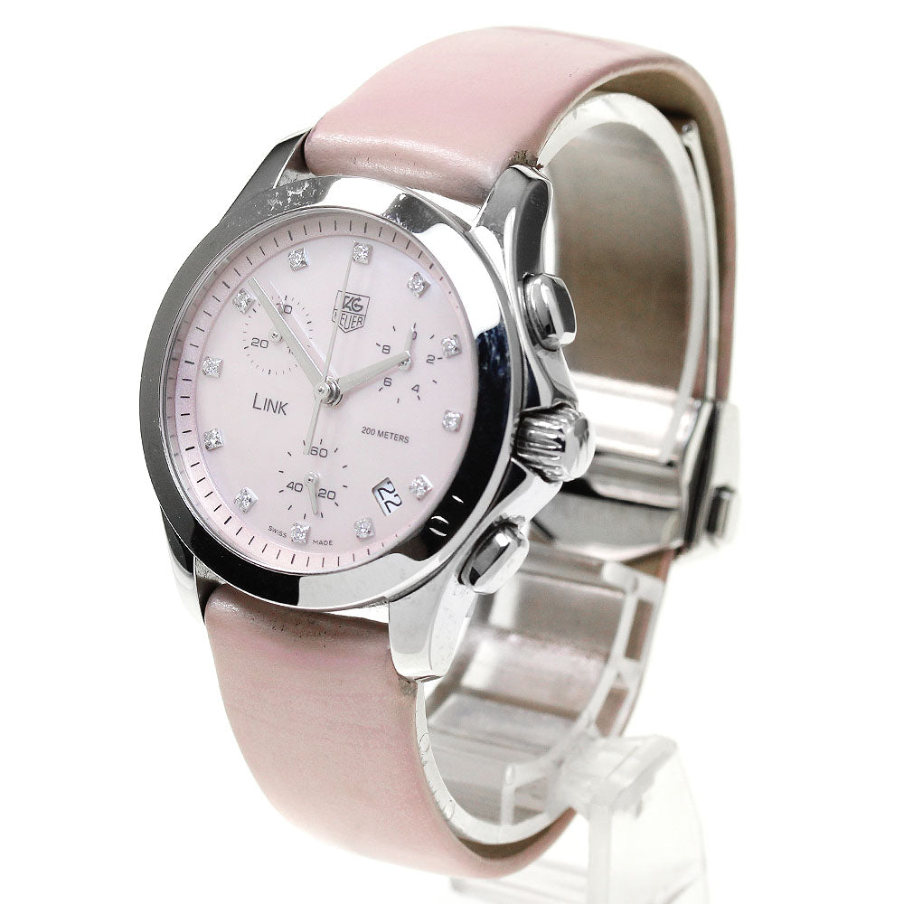 TAG HEUER Link CJF1313 Chronograph 12P diamond Pink shell Dial Quartz Ladies Watch_825631