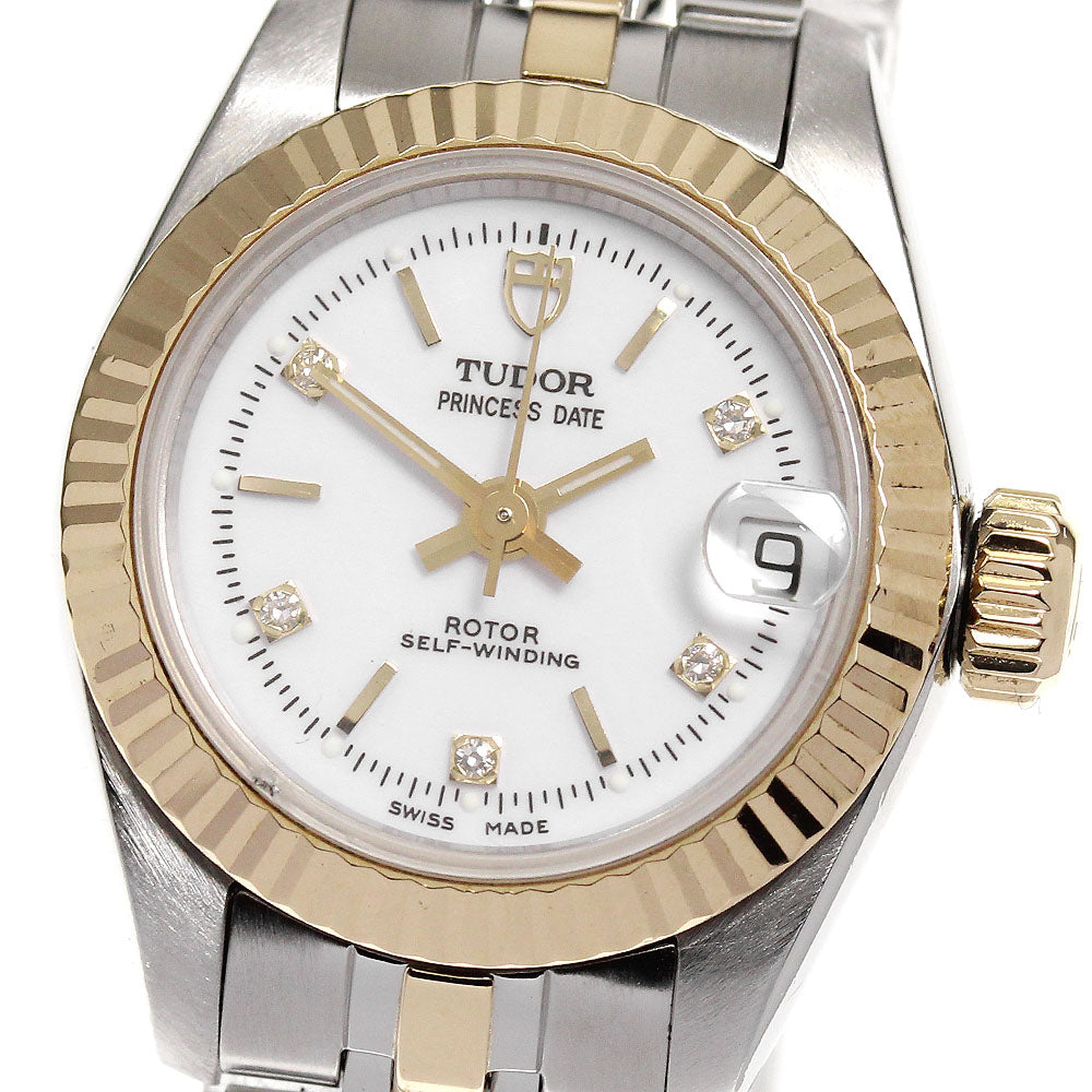 TUDOR Princess Date 92513 YG 2 tone 5P diamond Automatic Ladies Watch_825948