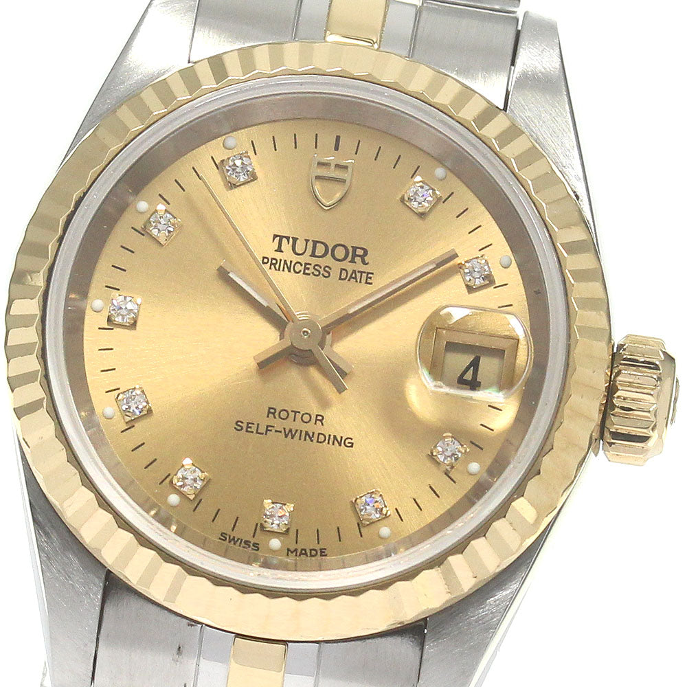 TUDOR Princess Date 92413 YG 2 tone 10P Gold Dial Automatic Ladies Watch_825976
