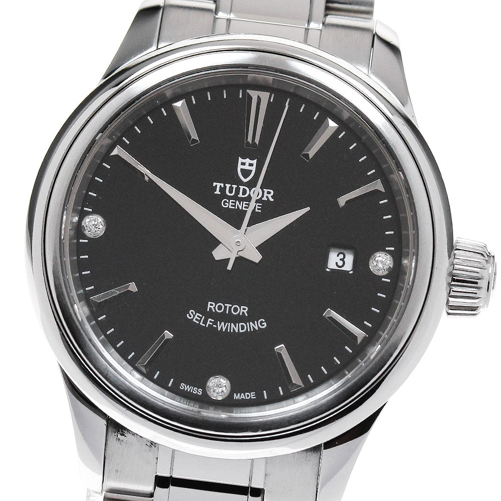 TUDOR Style 12100 3P diamond date Black Dial Automatic Ladies Watch_825994