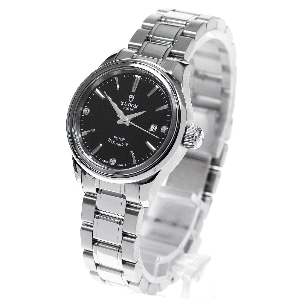 TUDOR Style 12100 3P diamond date Black Dial Automatic Ladies Watch_825994