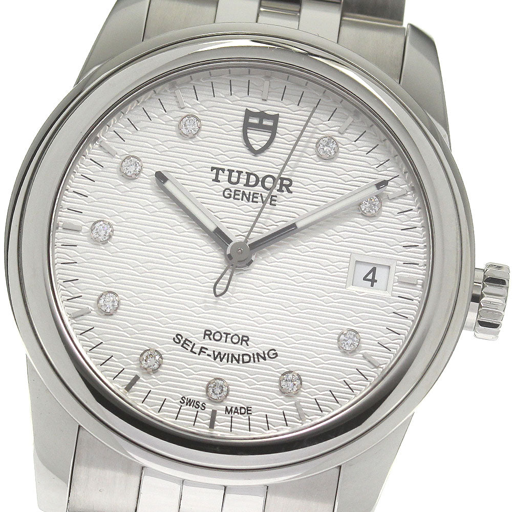 TUDOR Glamour 55000 Date 10P diamond Silver Dial Automatic Boy's Watch_825995