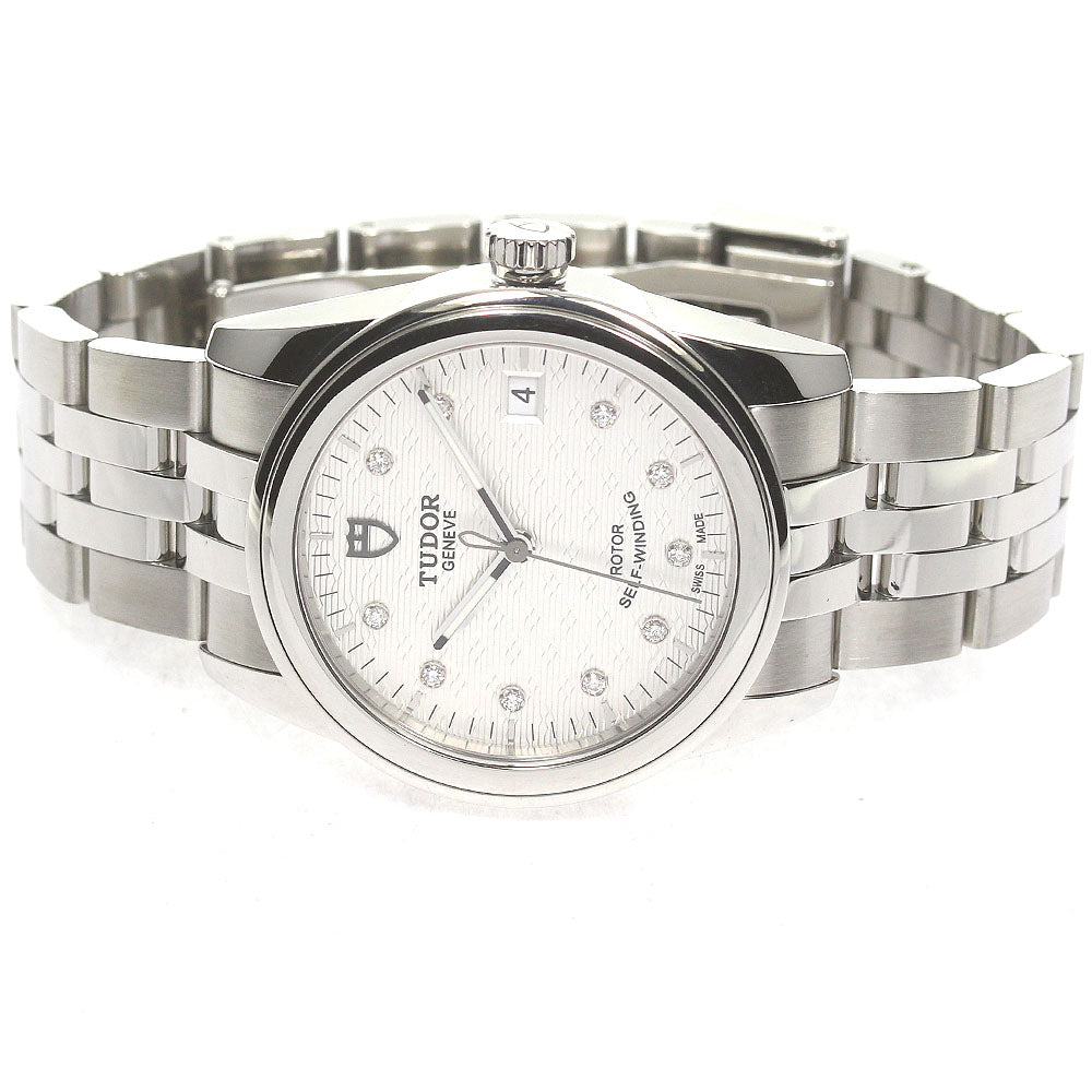 TUDOR Glamour 55000 Date 10P diamond Silver Dial Automatic Boy's Watch_825995