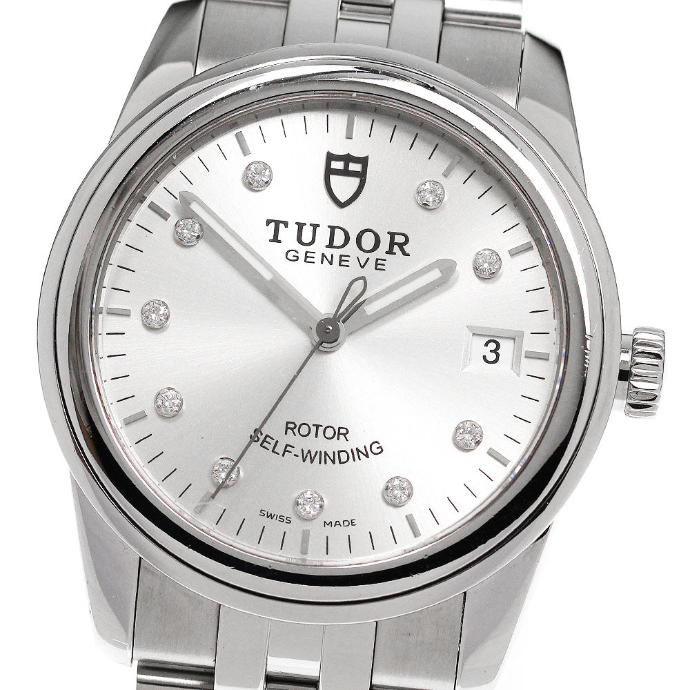 TUDOR Glamour 55000 Date 10P diamond Silver Dial Automatic Boy's Watch_826022