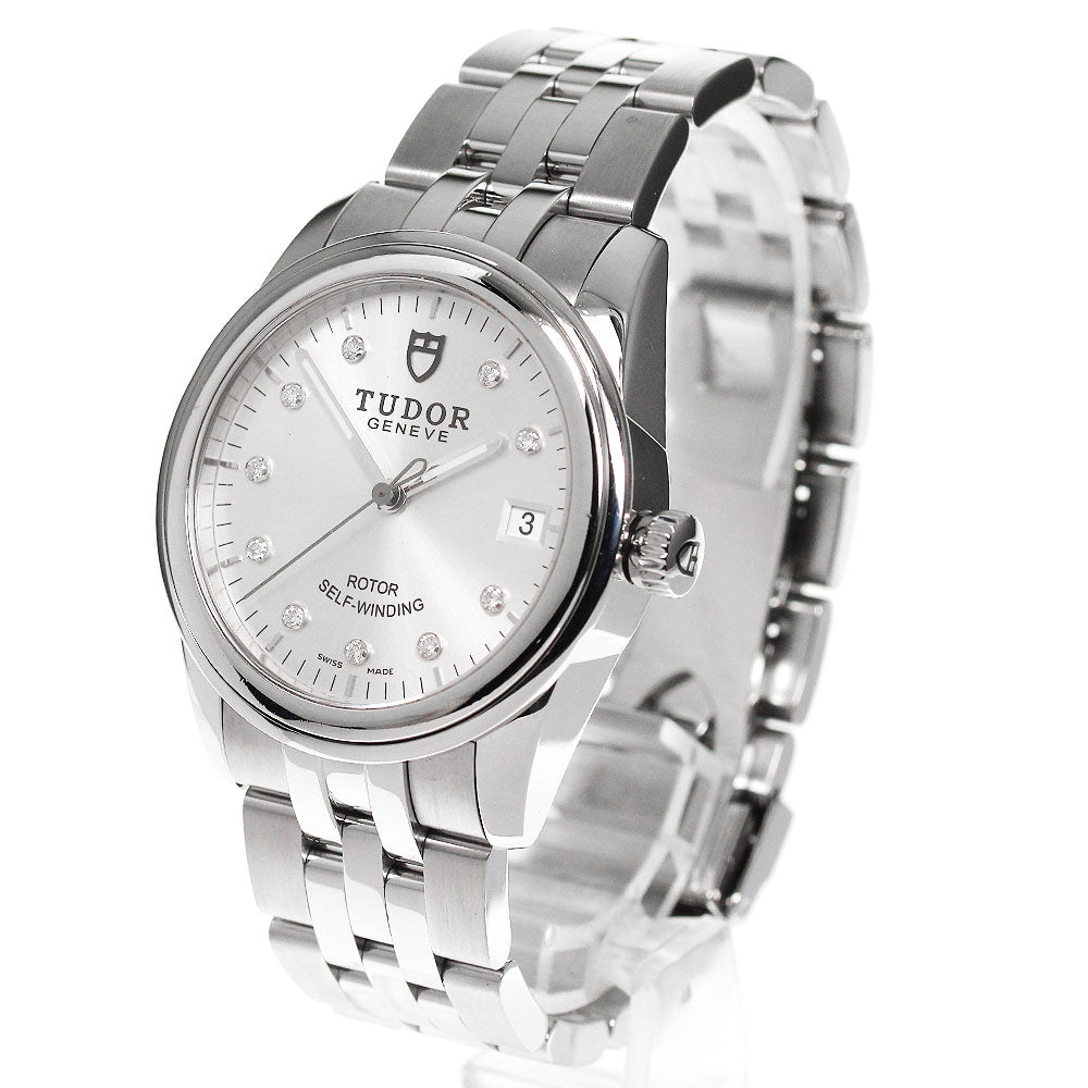 TUDOR Glamour 55000 Date 10P diamond Silver Dial Automatic Boy's Watch_826022