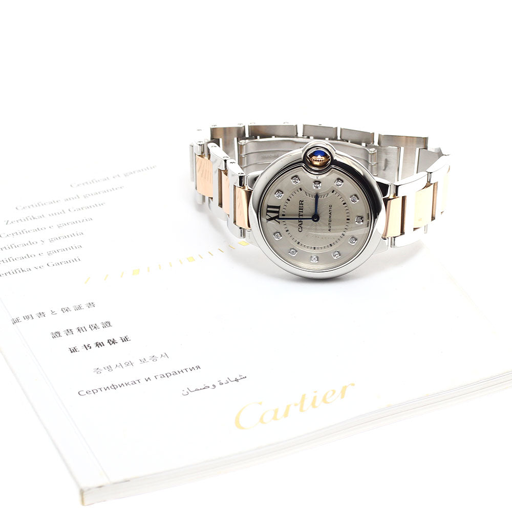 CARTIER Baron blue WE902031 11P diamond Silver Dial Automatic Men's Watch_826047