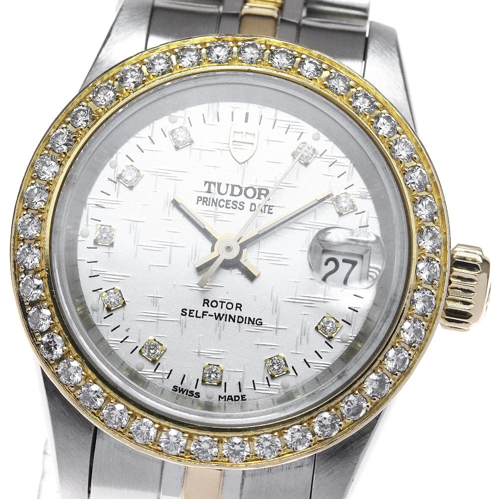 TUDOR Princess date 92413 After-Diamond Bezel YG2 Tone Cal.2671 Silver Dial Automatic Ladies Watch_826058