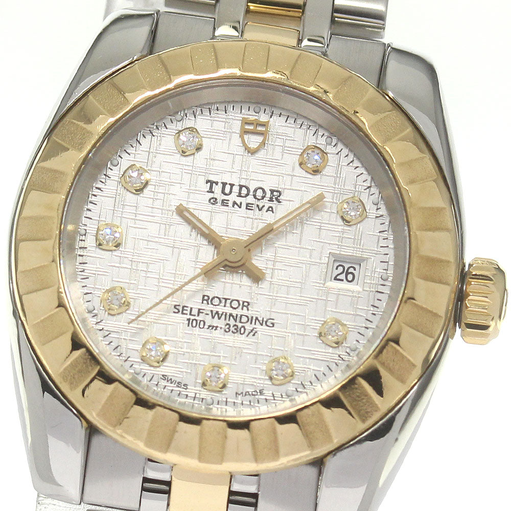 TUDOR Classic Date 22013 10P Diamond YG 2 Tone Mosaic Automatic Ladies_826140