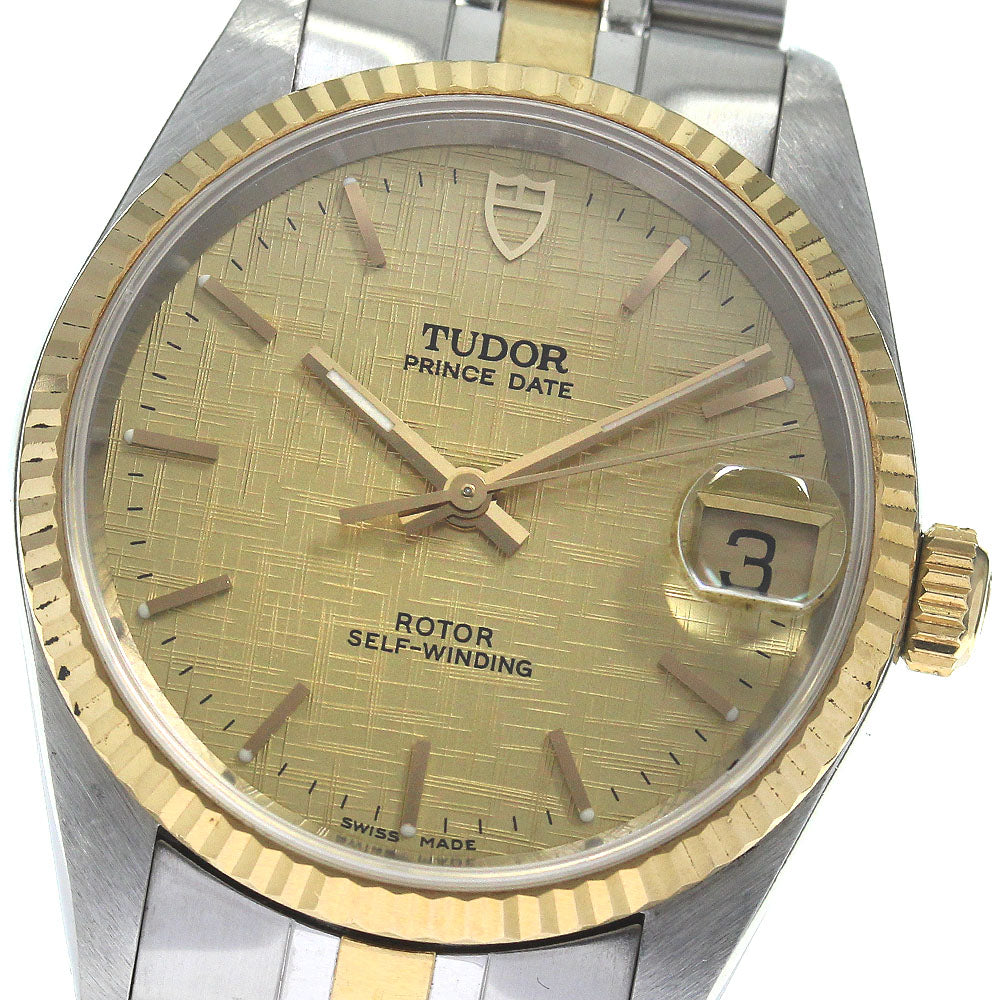 TUDOR Prince Date 72033 YG 2 tone cal.2824-2 gold Dial Automatic Boy's_826143