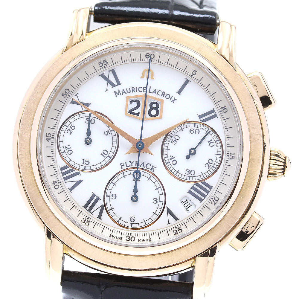 MAURICE LACROIX Masterpiece flyback MP6108-PG101-19E K18YG chronograph white Dial Automatic Men's Watch_826156