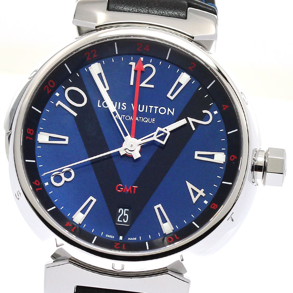 LOUIS VUITTON Tambour GMT V motif Q1157 Date Navy Dial Automatic Men's Watch_826233