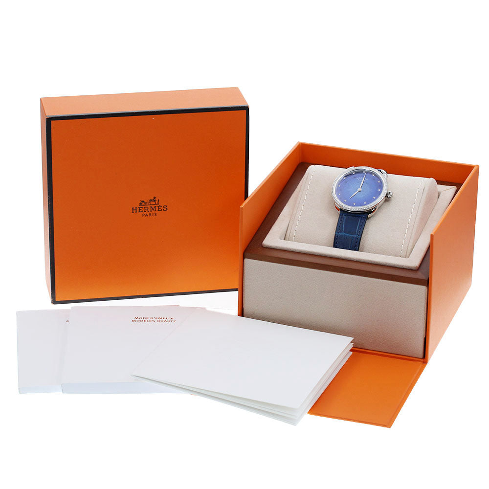HERMES Arceau AR5.330 Diamond bezel 12P Blue Dial Quartz Men's Watch_826258