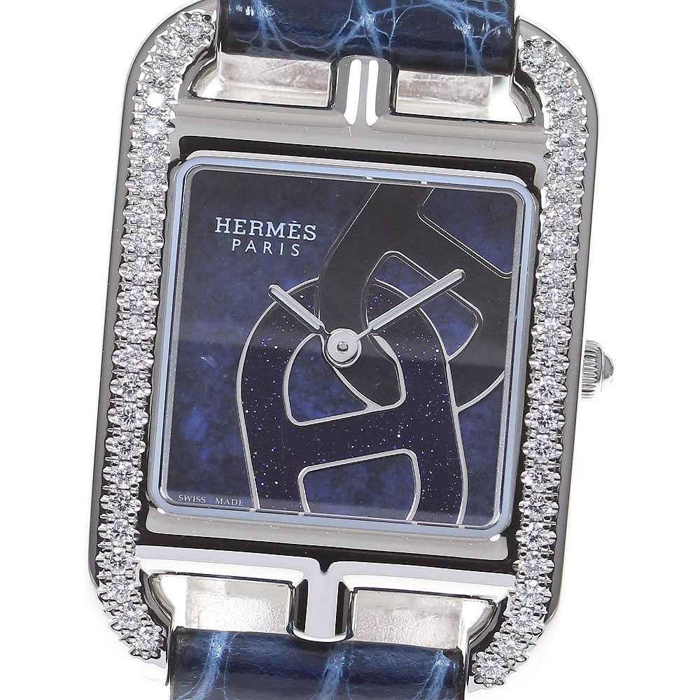 HERMES Cape Cod Shane Dunkle CC1.330 Diamond Bezel Navy Dial Quartz Ladies Watch_826259