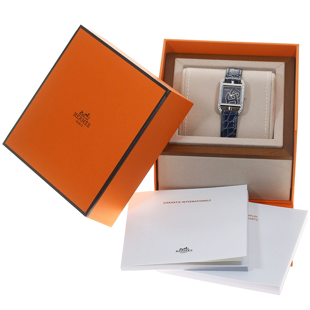 HERMES Cape Cod Shane Dunkle CC1.330 Diamond Bezel Navy Dial Quartz Ladies Watch_826259