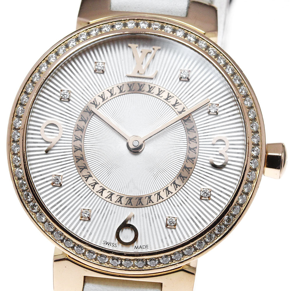 LOUIS VUITTON Tambour Slim PM Q12MR Monogram Diamond Quartz Ladies Watch_826260