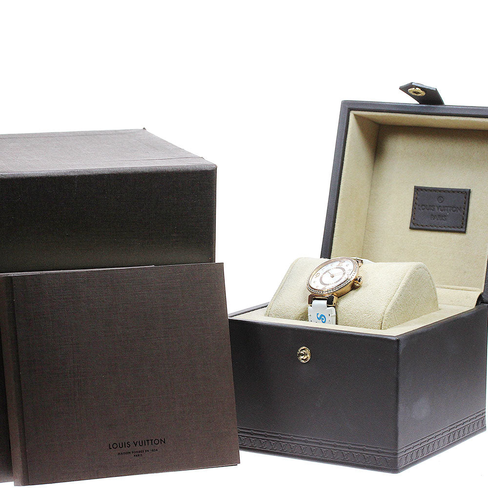 LOUIS VUITTON Tambour Slim PM Q12MR Monogram Diamond Quartz Ladies Watch_826260