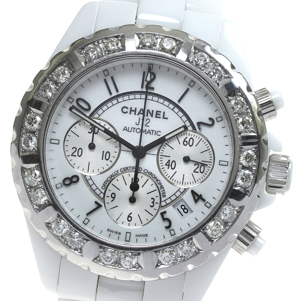 CHANEL J12 H1007 Chronograph after diamond bezel white Dial Automatic Men's Watch_826403