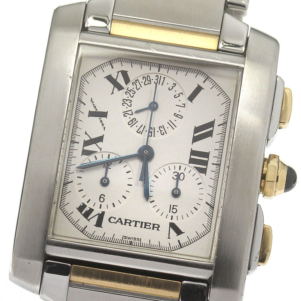 CARTIER Tank Française Chrono Reflex W51004Q4 Silver Dial Quartz Men's_826430