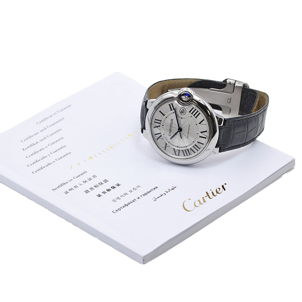CARTIER Baron blue 42mm W69016Z4 Date Silver Dial Automatic Men's Watch_826489