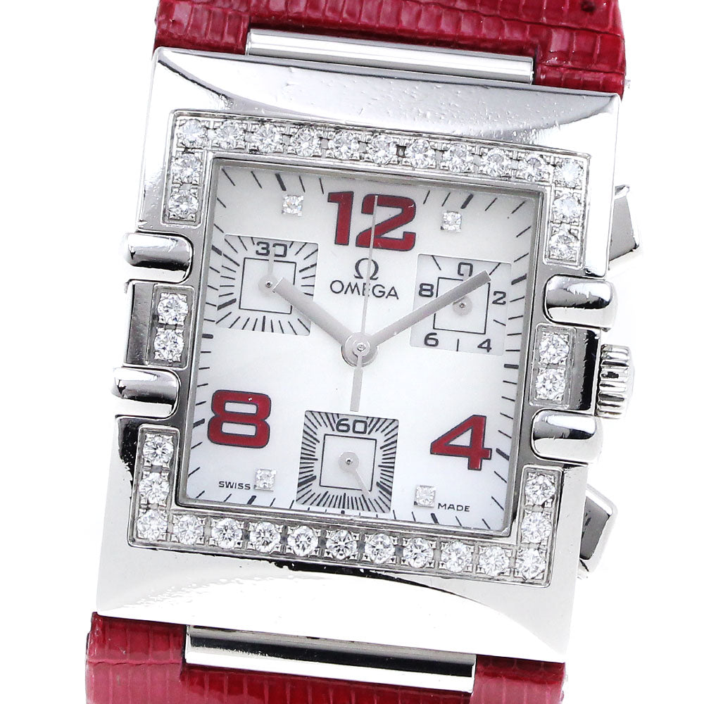 OMEGA Constellation Quadra 1847.73.31 4P Diamond Bezel Chronograph White shell Dial Quartz Ladies Watch_826571