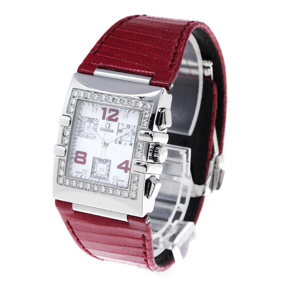 OMEGA Constellation Quadra 1847.73.31 4P Diamond Bezel Chronograph White shell Dial Quartz Ladies Watch_826571