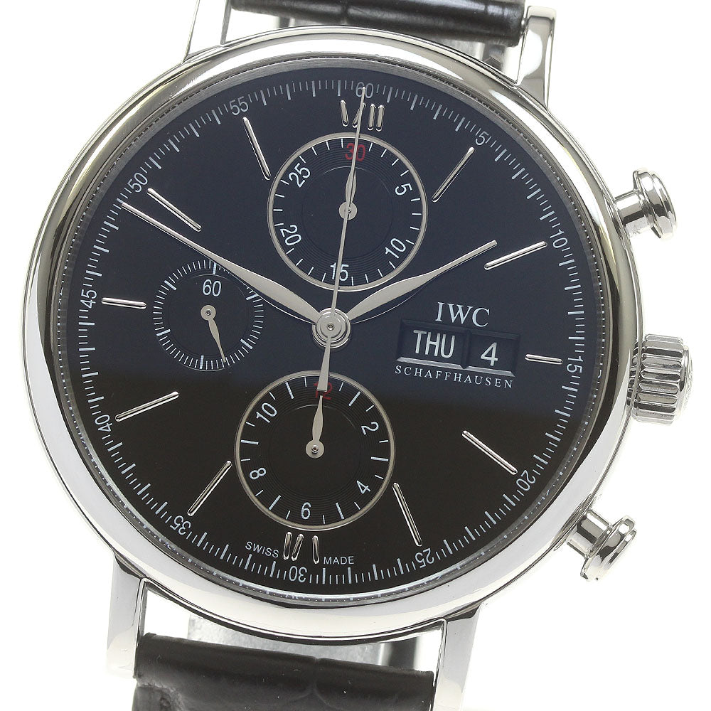 IWC SCHAFFHAUSEN Portofino IW391002 Chronograph day date black Dial Automatic Men's Watch_826621