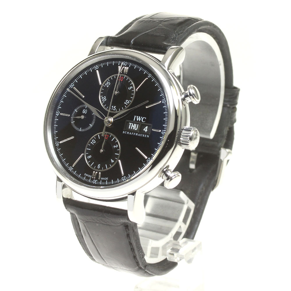 IWC SCHAFFHAUSEN Portofino IW391002 Chronograph day date black Dial Automatic Men's Watch_826621