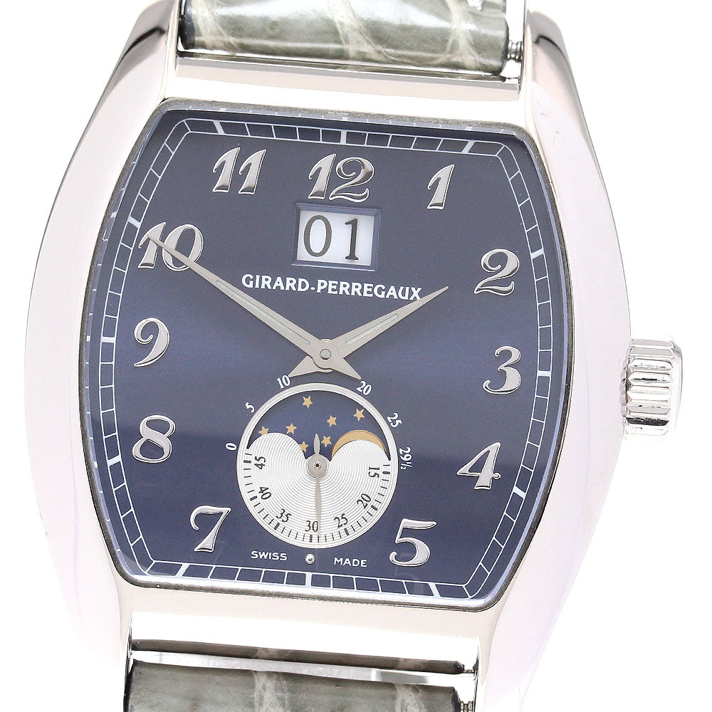 GIRARD PERREGAUX Richeville 2760 K18WG Date Moon Phase Navy Dial Automatic Men's Watch_826637