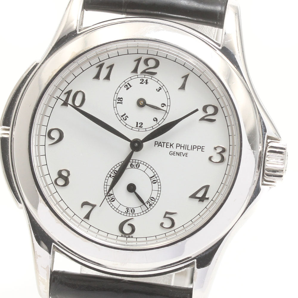 PATEK PHILIPPE Calatrava Travel Time 5154G-001 K18WG Date white Dial Hand Winding Men's Watch_826643