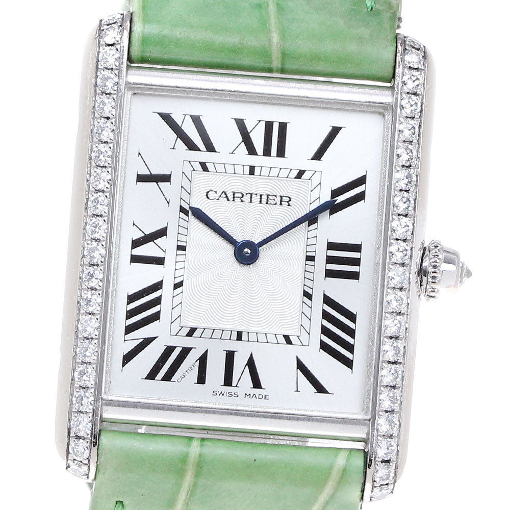 CARTIER Tank Louis LM WT200006 K18WG side diamond Silver Dial Hand Winding Boy's Watch_826656