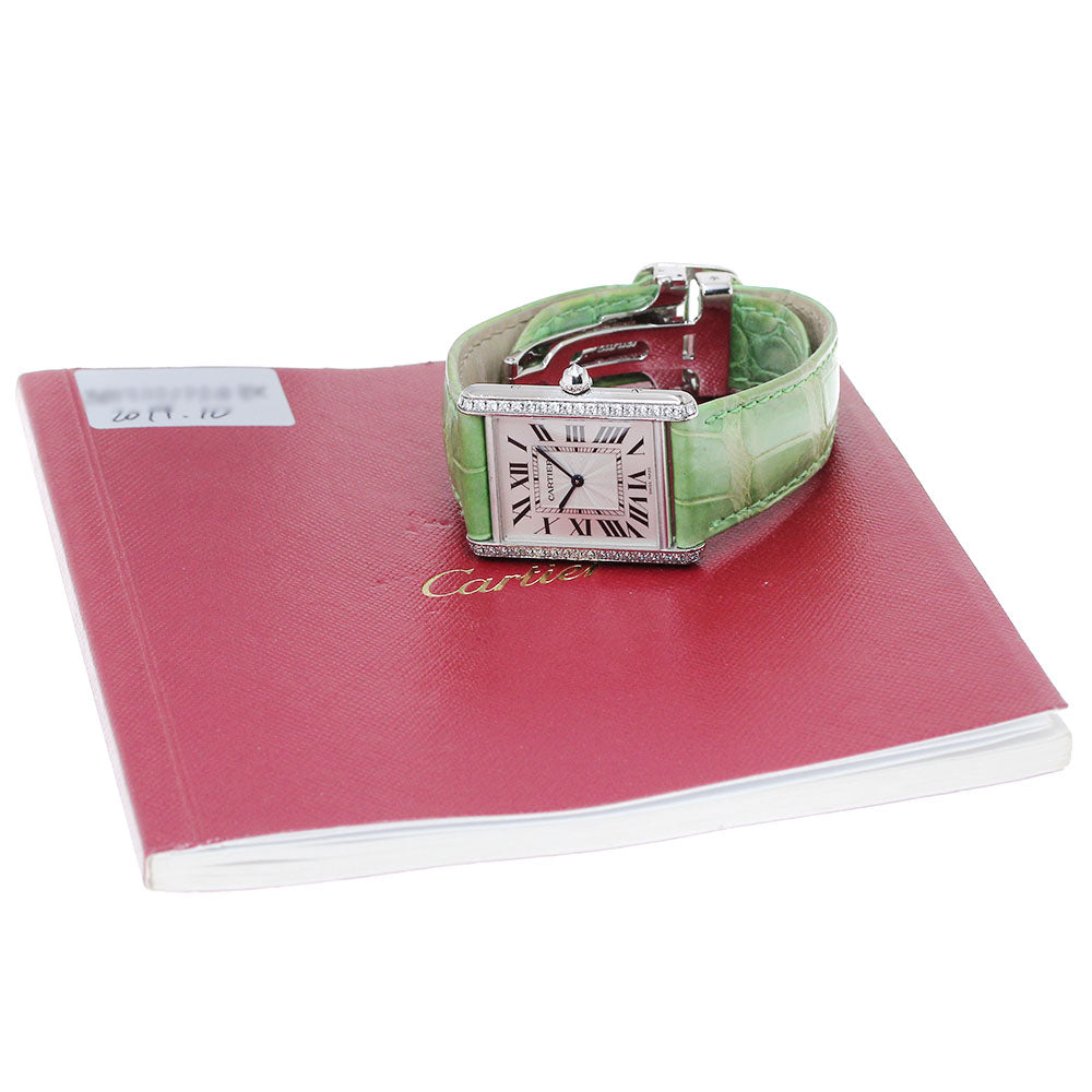 CARTIER Tank Louis LM WT200006 K18WG side diamond Silver Dial Hand Winding Boy's Watch_826656
