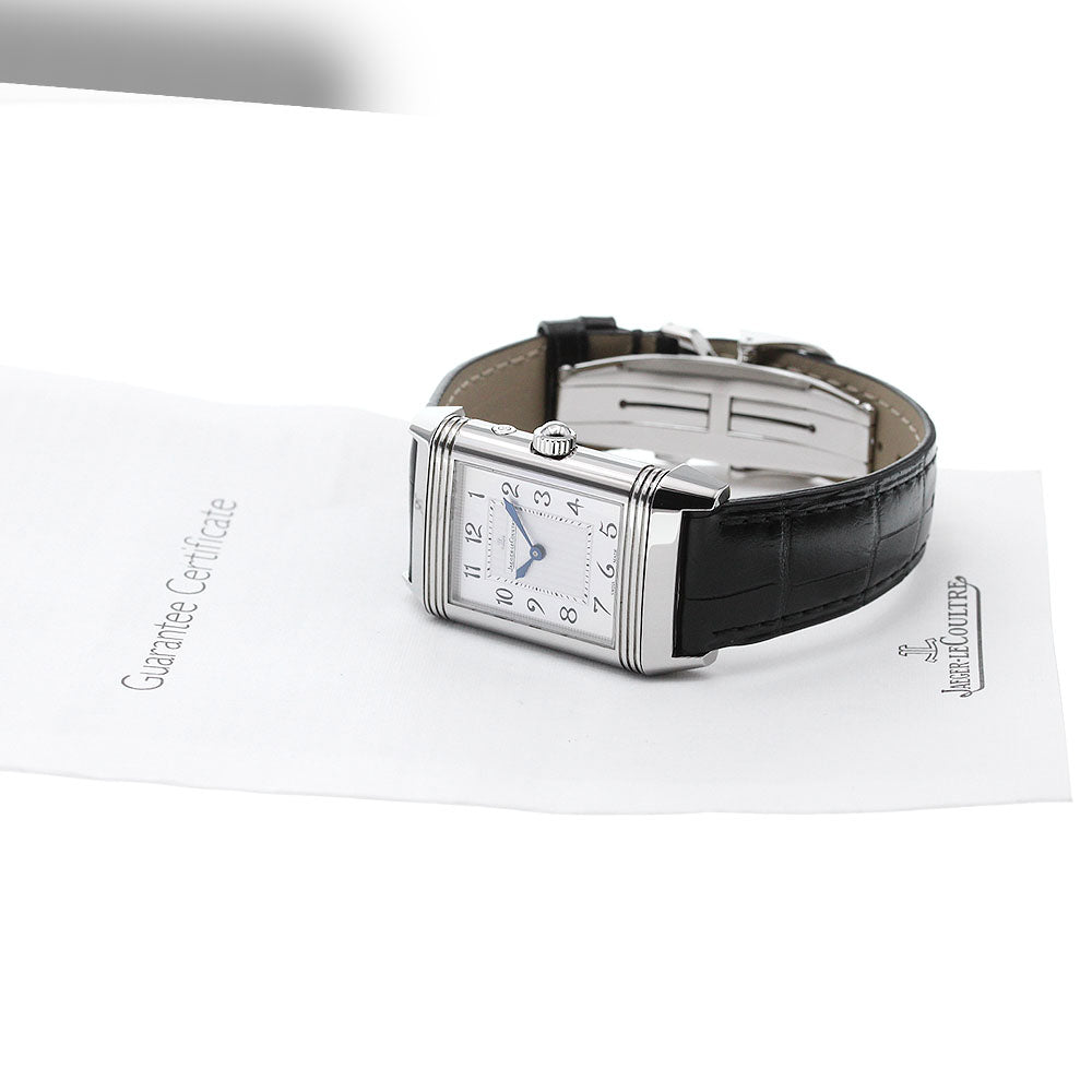 JAEGER-LECOULTRE Reverso Duetto Duo Q2698421/269.8.54 Diamond Bezel Moon Phase Silver / Black Dial Hand Winding Men's Watch_826672