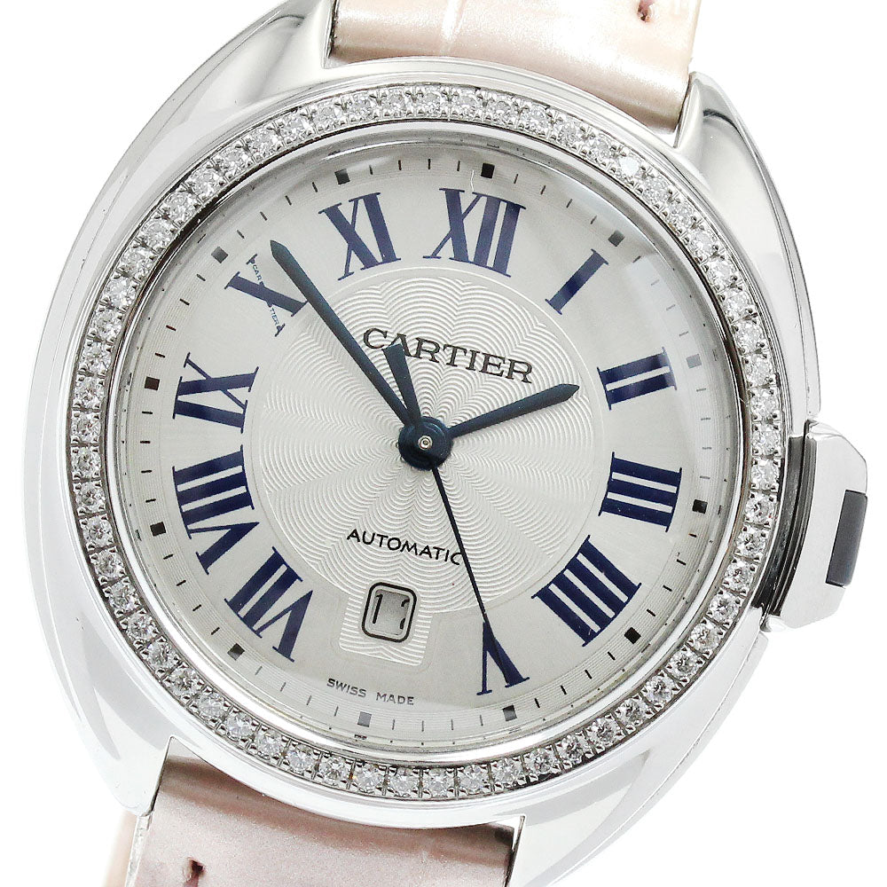 CARTIER Cres de Cartier W4CL0005 date diamond bezel Silver Dial Automatic Ladies Watch_826682