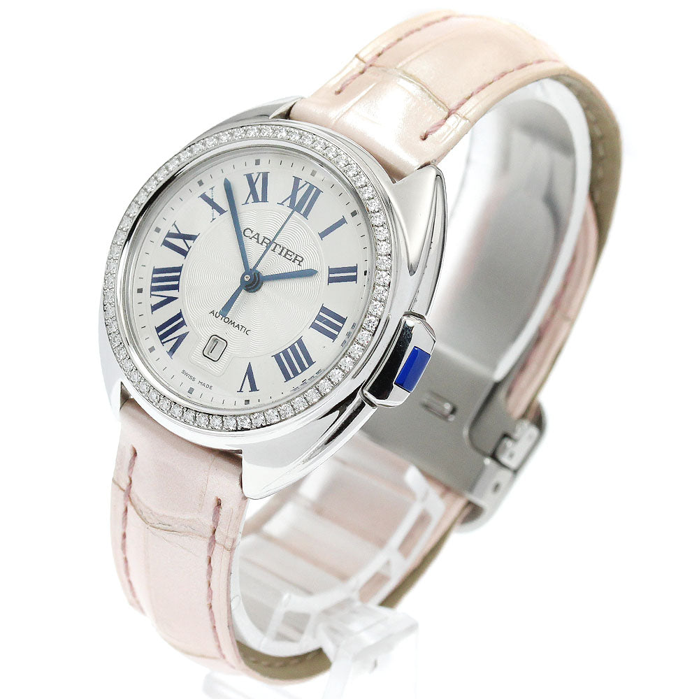 CARTIER Cres de Cartier W4CL0005 date diamond bezel Silver Dial Automatic Ladies Watch_826682