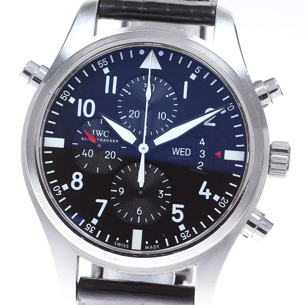 IWC SCHAFFHAUSEN Pilot watch IW377801 Chronograph day date black Dial Automatic Men's Watch_826723