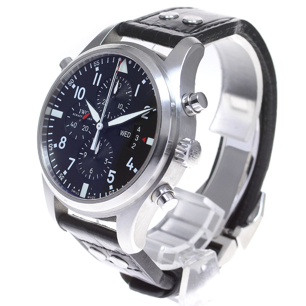 IWC SCHAFFHAUSEN Pilot watch IW377801 Chronograph day date black Dial Automatic Men's Watch_826723