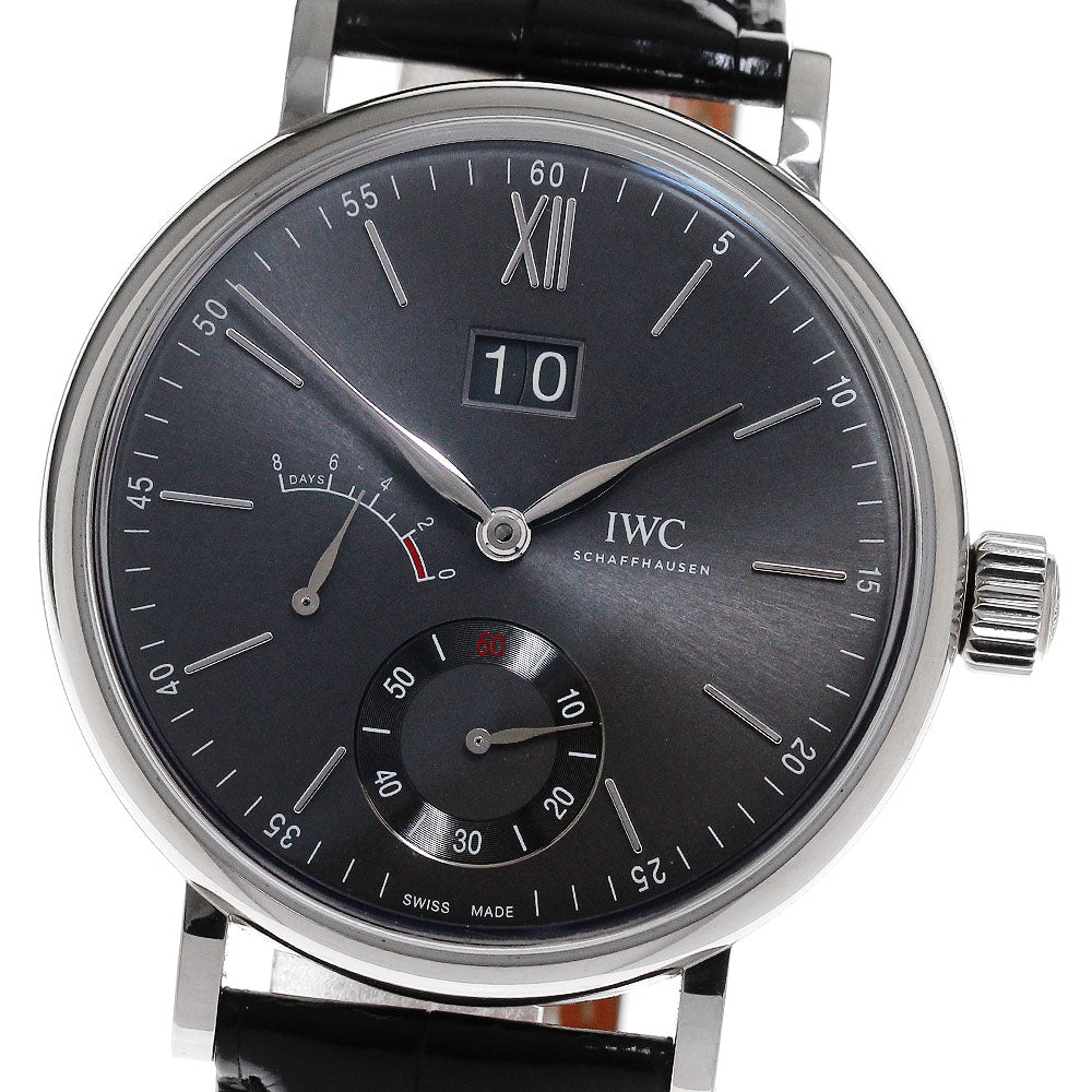 IWC SCHAFFHAUSEN Portofino Handwind 8 Days IW516101 K18WG Big Date Power Reserve gray Dial Hand Winding Men's Watch_826727