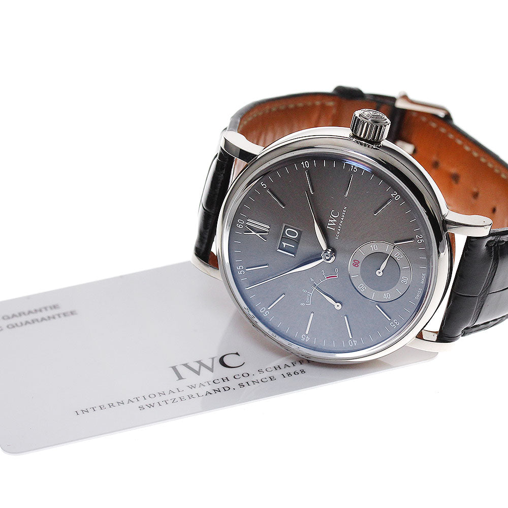 IWC SCHAFFHAUSEN Portofino Handwind 8 Days IW516101 K18WG Big Date Power Reserve gray Dial Hand Winding Men's Watch_826727