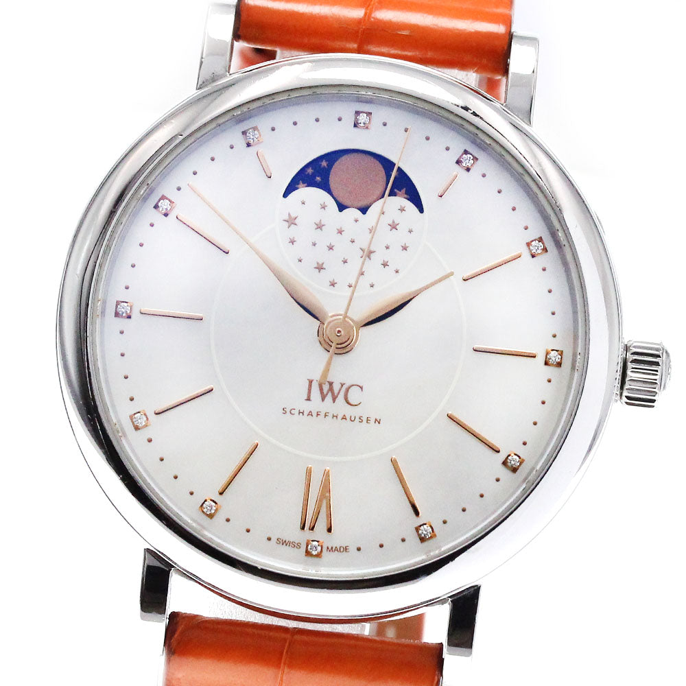 IWC SCHAFFHAUSEN Portofino Automatic 37 IW459007 12P Diamond Moon Phase White shell Dial Automatic Boy's Watch_826756