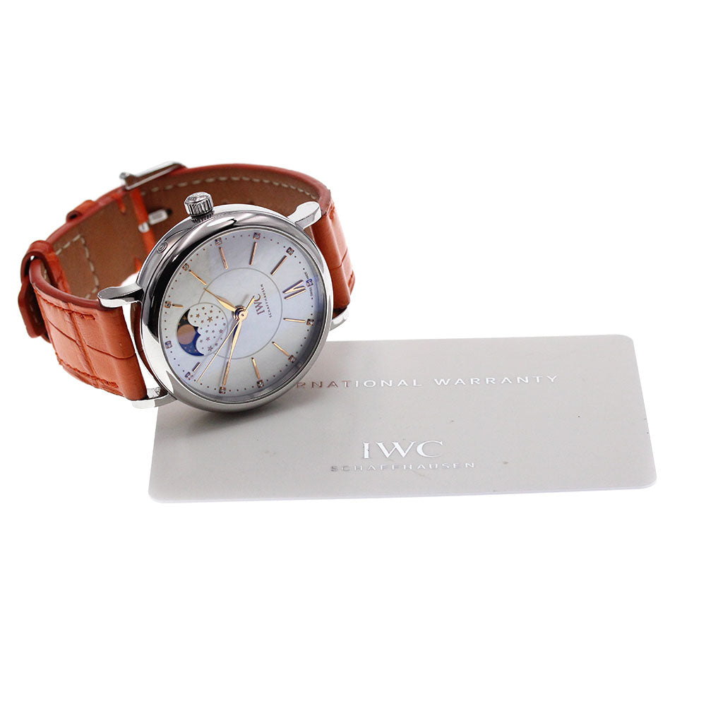 IWC SCHAFFHAUSEN Portofino Automatic 37 IW459007 12P Diamond Moon Phase White shell Dial Automatic Boy's Watch_826756